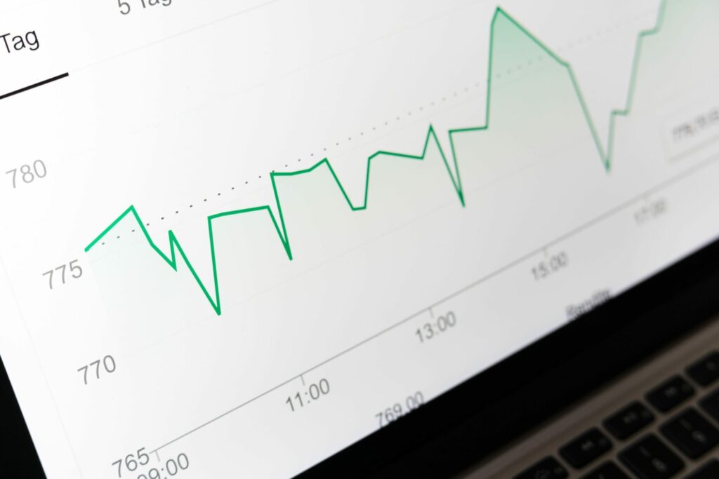 laptop screen displaying charts